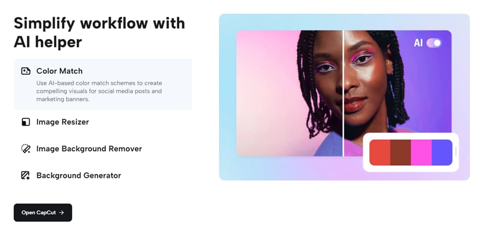 CapCut's Free Online Photo Editor: Crafting Visual Stories with Ease 3 simplify workflow with ai helper